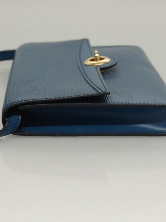 Authentic LOUIS VUITTON Epi Pochette Arche Shoulder Bag Blue M52575 LV - Picture 11 of 16